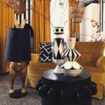 Floor Lamp Rabbit Gold, shown in a living room setting