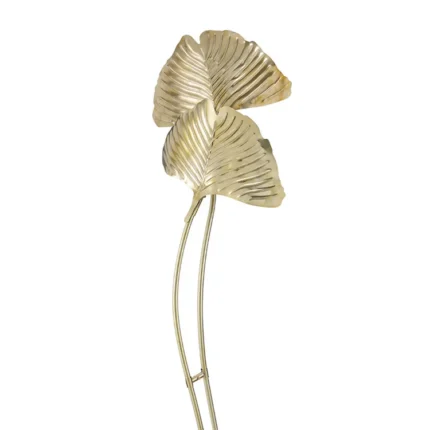 Brass leaf floor lamp with gingko-shaped shades, front view