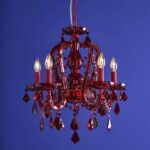 Glass Chandelier Aurora Red, illuminated view