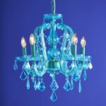 Glass Chandelier Aurora Blue, full front view of the glass elements