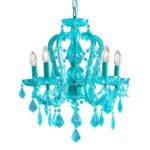 Glass Chandelier Aurora Blue, close-up detail of the blue glass