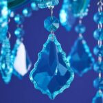 Glass Chandelier Aurora Blue, close-up detail of the blue glass