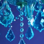 Glass Chandelier Aurora Blue, close-up detail of the blue glass