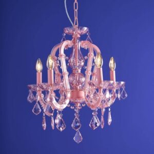 Glass Chandelier Aurora Pink, full front view of the glass elements