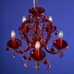 Glass Chandelier Aurora Red, full front view of the glass elements