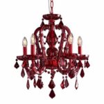 Glass Chandelier Aurora Red, close-up detail of the red glass
