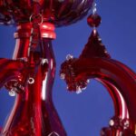 Glass Chandelier Aurora Red, close-up detail of the red glass