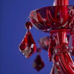 Glass Chandelier Aurora Red, close-up detail of the red glass