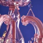 Glass Chandelier Aurora Pink, close-up detail of the pink glass