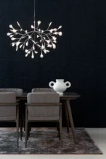 Leaf pendant light in nickel finish, front view