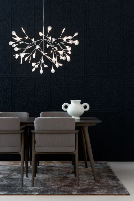 Leaf pendant light in nickel finish, front view