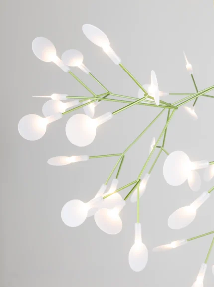 Leaf pendant light in nickel finish, front view