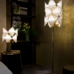 Gold floor lamp, base detail