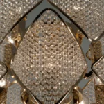 Gold floor lamp, close-up of the ring structure