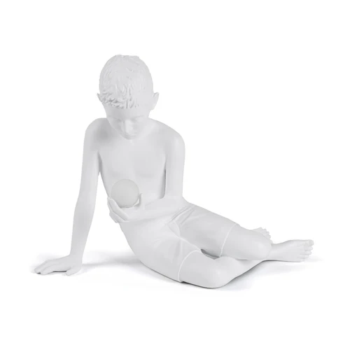 Table Lamp Innerglow Boy, full front view of the figurative sculpture