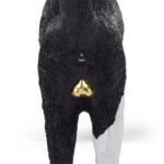 Table Lamp Cat Standing Black and White, shown on a console table