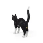 Table Lamp Cat Standing Black and White, shown on a console table
