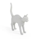 Table Lamp Cat Standing White, full front view of the cat sculpture