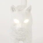 Table Lamp Cat Standing White, full front view of the cat sculpture