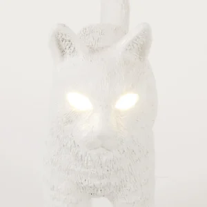 Table Lamp Cat Standing White, full front view of the cat sculpture