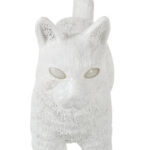 Table Lamp Cat Standing White, full front view of the cat sculpture