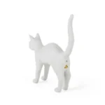 Table Lamp Cat Standing White, full front view of the cat sculpture