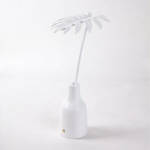 Table Lamp Palm Leaf Tall, full front view of the leaf sculpture