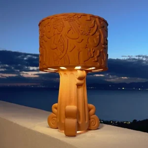 Table Lamp Terracotta Outdoor, full front view of the terracotta form