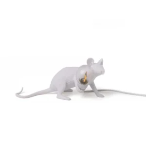 Table Lamp Mouse Lying Down, full front view of the mouse sculpture