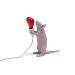 Table Lamp Mouse Standing Love Edition, full front view of the mouse sculpture