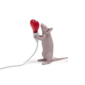 Table Lamp Mouse Standing Love Edition, full front view of the mouse sculpture
