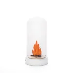 Table Lamp Miniature Scene Bonfire, full front view of the glass dome scene
