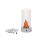 Table Lamp Miniature Scene Bonfire, shown on a nightstand