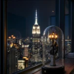 Table Lamp Miniature Scene Gorilla, shown on a nightstand