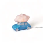 Table Lamp Vintage Car and Cloud, full front view of the porcelain sculpture