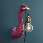 Wall Lamp Ostrich Magenta, close-up detail of the magenta finish