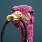 Wall Lamp Ostrich Magenta, close-up detail of the magenta finish