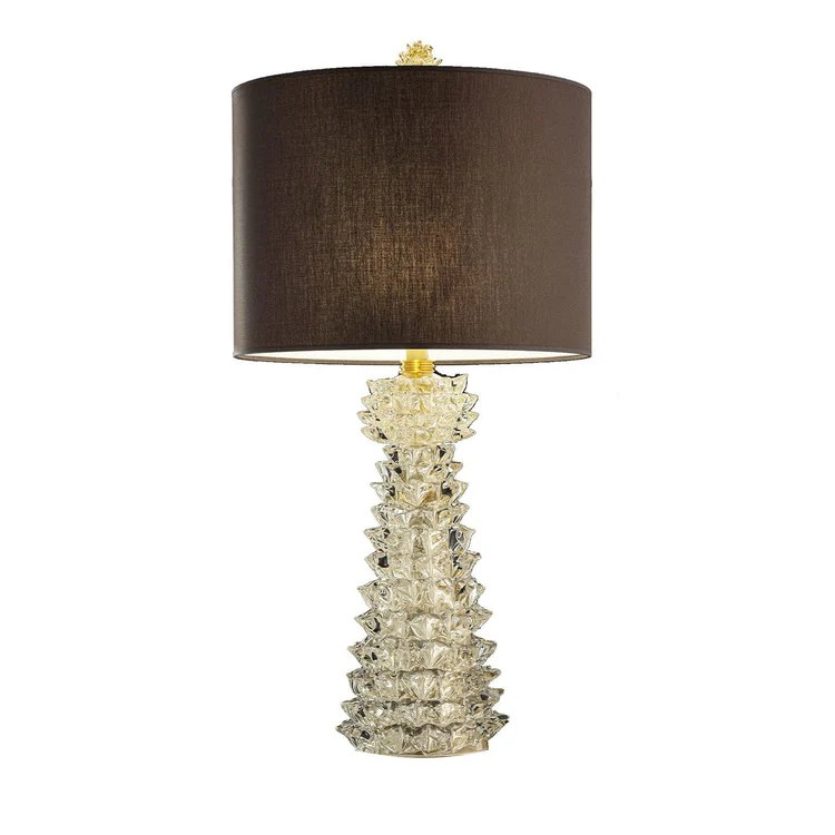 Gold glass table lamp, front view
