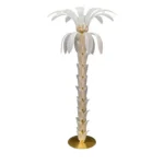 Palm tree floor lamp in white Murano glass, front view