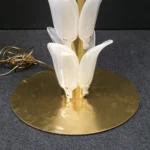 Palm tree floor lamp in white Murano glass, front view