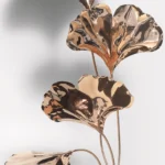 Hand-forged copper metal tree sculpture, front view