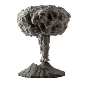 Volcano lamp with basalt base, front view