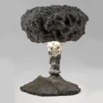 Volcano lamp illuminated, showing the glowing plume