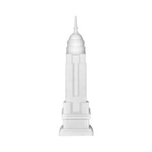 Architectural lamp illuminated in color, angled view