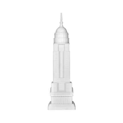 Architectural lamp illuminated in color, angled view