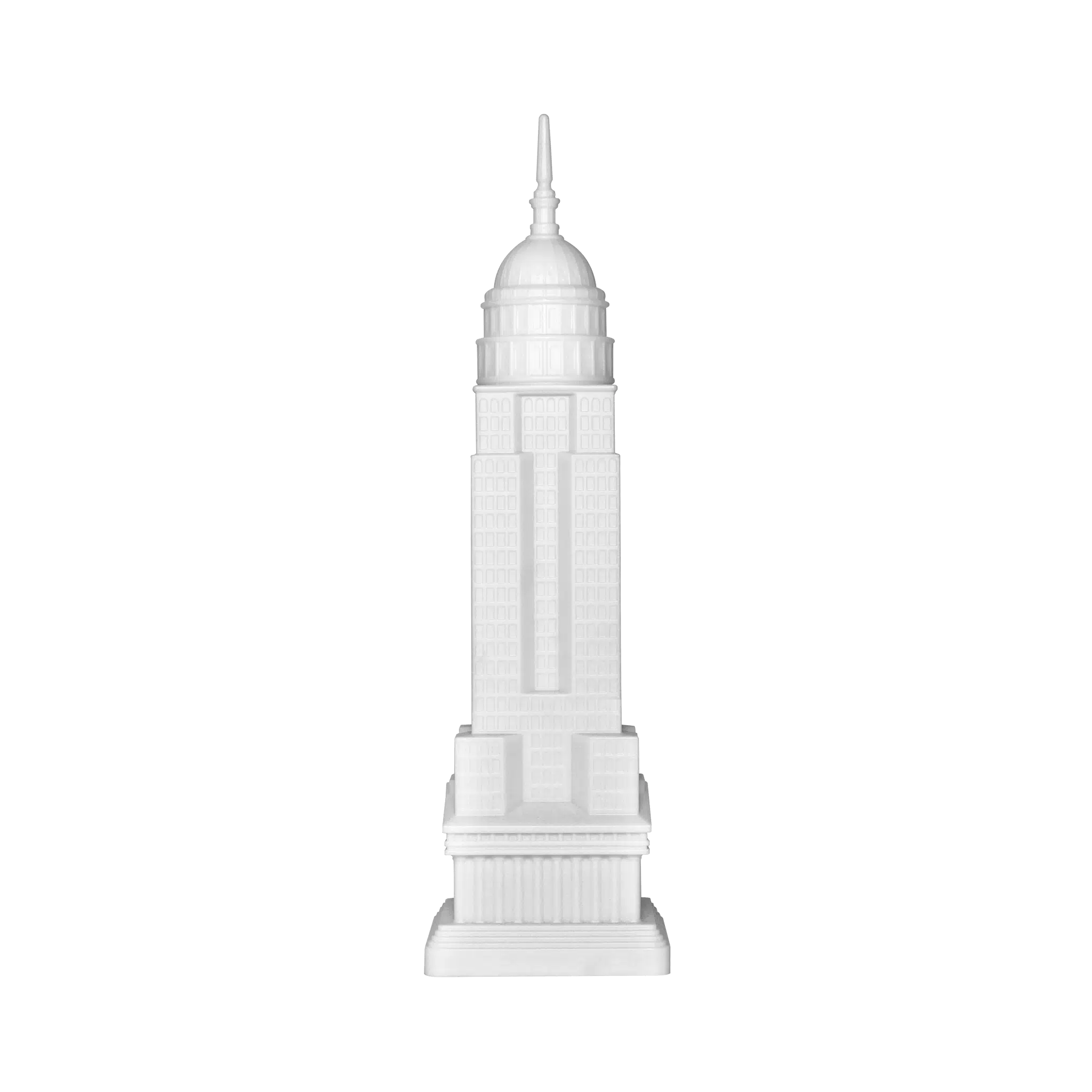 Qeeboo--Empire-Lamp-with-Rechargeable-Led--design-Studio-Job--01--translucent Architectural lamp illuminated in color, angled view