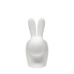Rabbit lamp illuminated in color, angled view