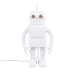 Table Lamp Robot White, close-up detail of the porcelain finish