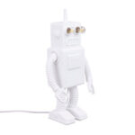 Table Lamp Robot White, close-up detail of the porcelain finish
