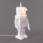 Table Lamp Robot White, close-up detail of the porcelain finish